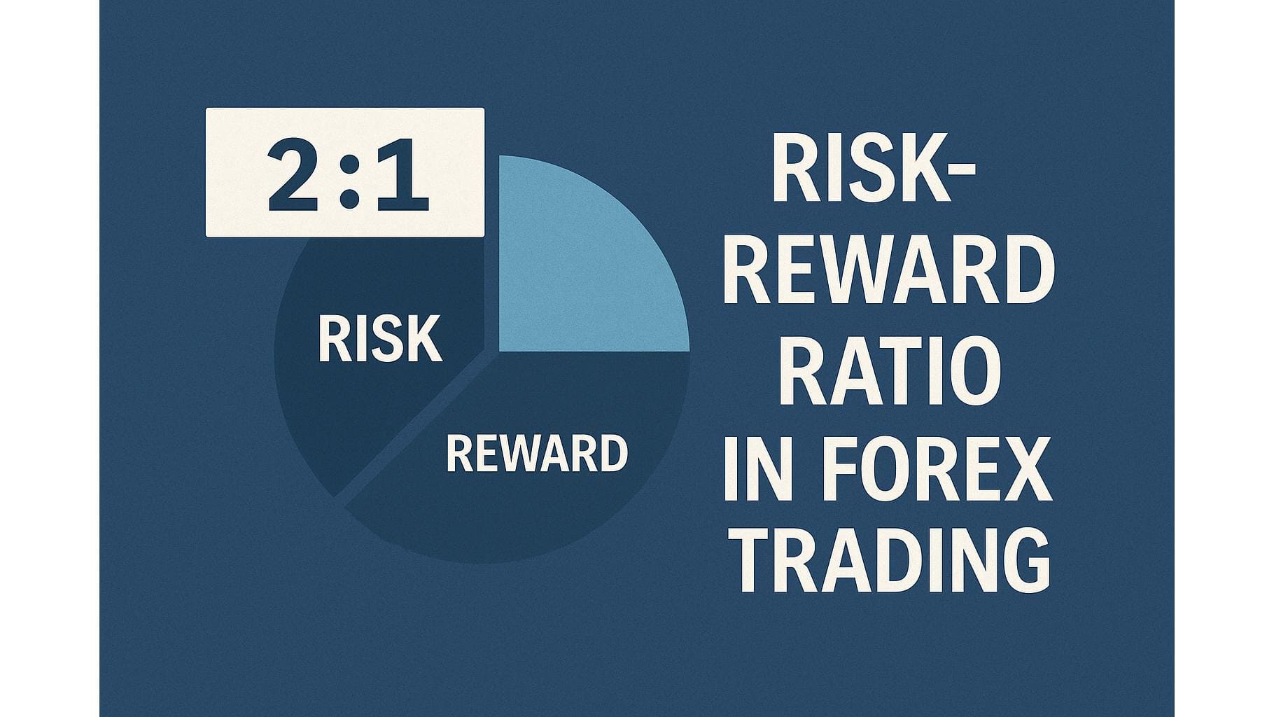 Pie chart showing 2:1 risk-reward ratio for forex trading with bold text and clean layout